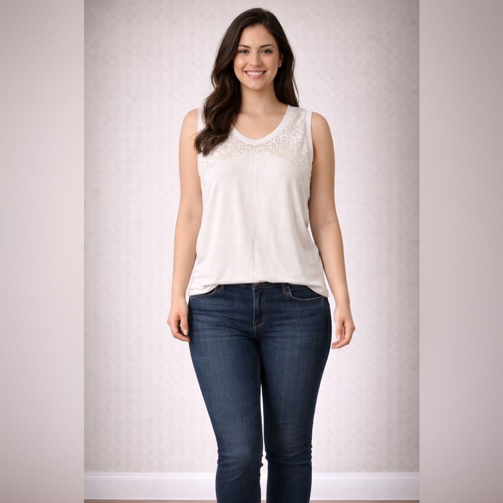 Mossimo Supply Co. White Lace Tank Top